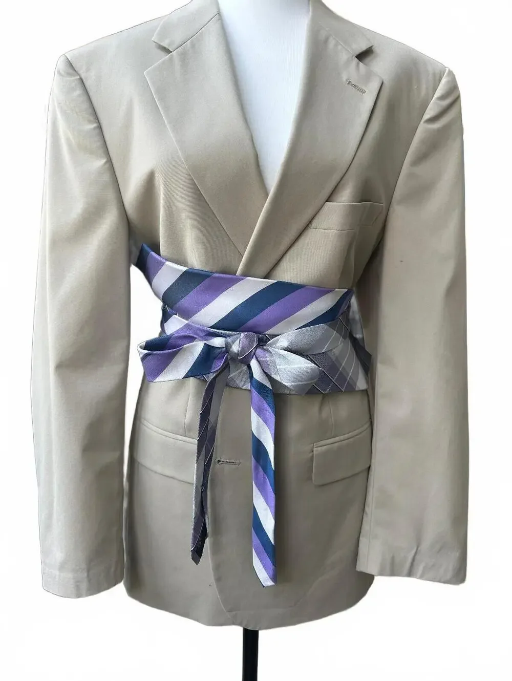 Upcycled Silk Necktie Obi Belt | Handmade Corset Style Belt | One-of-a-Kind | OS